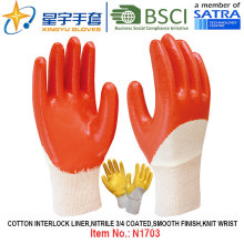 Cotton Interlock Shell Nitril beschichtete Sicherheit Arbeitshandschuhe (N1703)